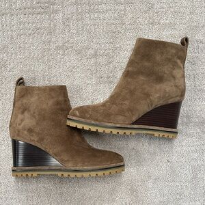 Tory Burch Brown Suede Wedge Ankle Boots